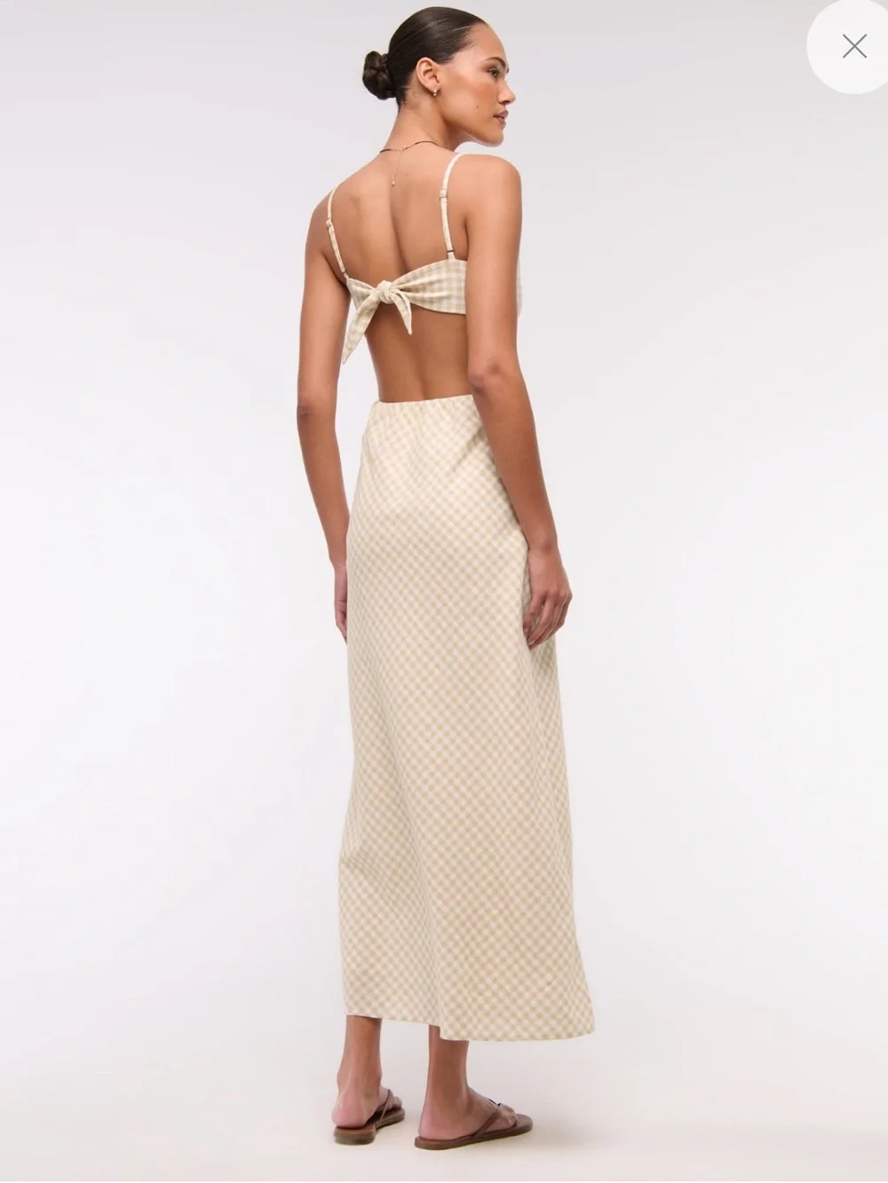Abercrombie & Fitch The Julia Slip Cut Out Maxi Dress M Linen Summer Coastal NWT